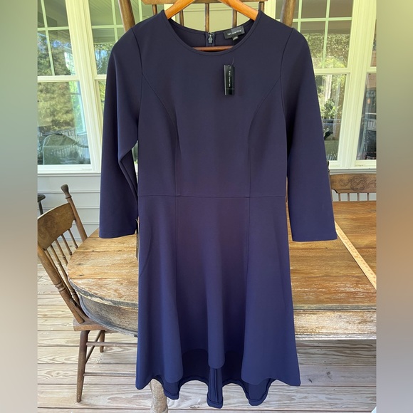 The Limited Women’s Solid Navy Blue Stretch Fit Flare Dress 3/4 Sleeve Sz M - Picture 1 of 16